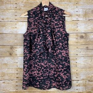 Cabi #3075 Mauve Camo Printed Blouse Sleeveless S